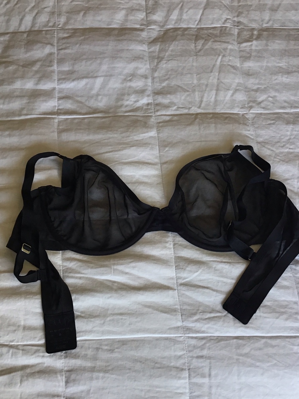 CUUP Sheer Black Underwire Bra with Mesh Cups